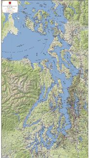 Puget Sound & San Juan Islands Terrain Map by Kroll Map