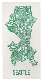 Seattle Neighborhood Map (Green) by Ork