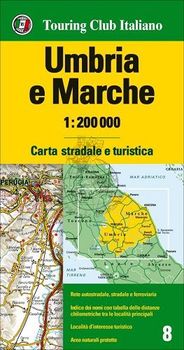 Umbria and Marche Italy Regional Street Map by Touring Club of Italy