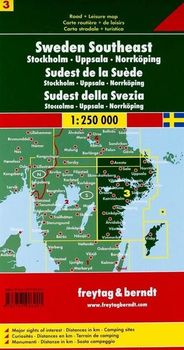 Sweden Southeast Travel Map Freytag and Berndt