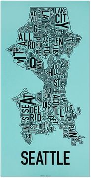 Seattle Neighborhoods Graphic in Blue by Ork