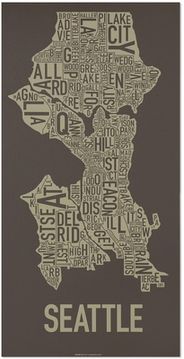 Seattle Neighborhoods Graphic in Brown by Ork