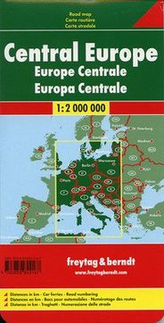 Central Europe Folded Travel and Road Map by Freytag and Berndt