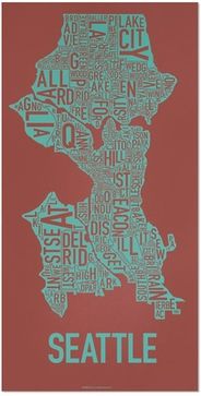 Seattle Neighborhood Map (Red)
