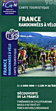 Bicycling Waterways France IGN Topographic Travel Road Map