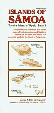 Samoa Islands Folded Travel Map with Shaded Relief and Detailed Island Insets
