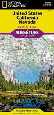 United States California and Nevada Adventure Map - CA, NV