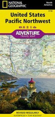 United States Pacific Northwest Adventure Map - WA,  ID, MT, OR, WY
