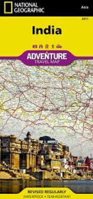 India Travel Adventure Map Topo Waterproof National Geographic
