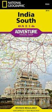 India South Travel Adventure Road Map Topo Waterproof National Geographic