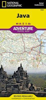 Java Jakarta Travel Adventure Map Road Topo Waterproof National Geographic