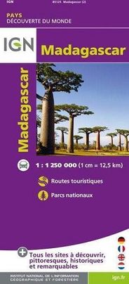 Madagascar Topographic Travel Road Map IGN