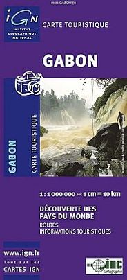 Gabon Topographic Travel Road Map IGN