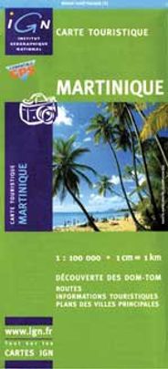 Martinique Topographic Travel Road Map IGN