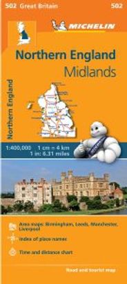England Northern and Midlands Travel Map 502 Michelin