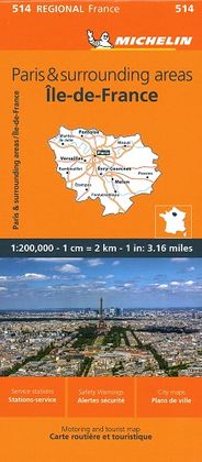 Paris and Surrounding Areas Regional Map 514 Michelin