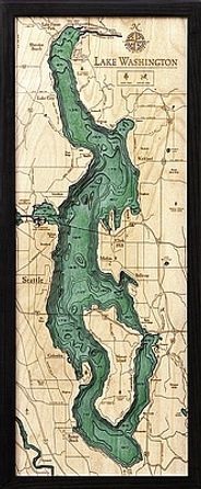 Lake Washington 3D Nautical Wood Chart