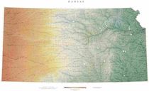 Kansas State Wall Map with Shaded Relief by Raven Maps