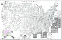 County Wall Map of the United States with All Counties Named