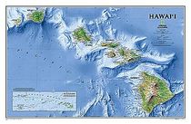 Hawaii Wall Map Classic Blue Poster National Geographic