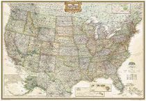 United States Wall Map Executive Tan National Geographic Poster