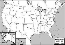 United States State Outline Black and White Map Laminated