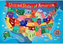 USA Kids Wall Map Cartoon Colorful Bright Waypoint Geographics 