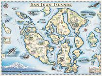 San Juan Islands Hand Drawn Wall Map Illustration Poster