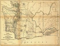 Washington Territory Historic Antique Wall Map 1860s