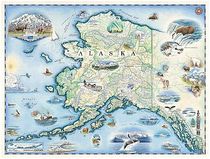 Alaska Hand Drawn Wall Map Illustration Poster