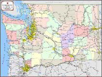Map of Washington State - County Wall Map