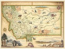 Montana Hand Drawn Wall Map Illustration Poster