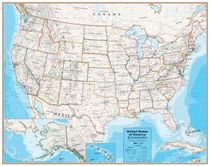 United States Contemporary Wall Map Blue Waypoint Geographics