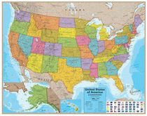 USA with State Flags Wall Map Large Poster Maps International Classroom Style