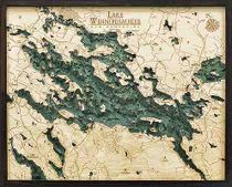 Lake Winnipesaukee 3D Nautical Wood Chart