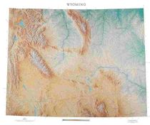 Wyoming State Physical Map with Shaded Terrain Relief by Raven Maps