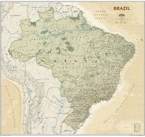 Brazil Executive Tan Wawal Map National Geographic Poster