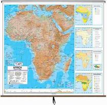 Africa Physical Classroom Style Pull Down Wall Maps