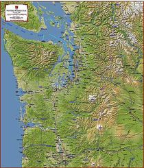 Map of Western Washington with Terrain Shading and County Names