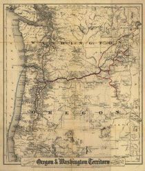 Oregon and Washington Territory 1880 Antique Map Replica