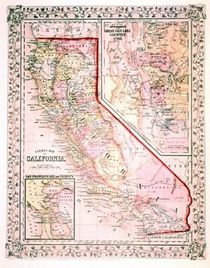 California 1866 Antique Map