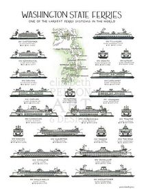 Washington State Ferries Watercolor Art by Elizabeth Person