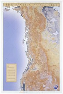 Physical Map of Pacific Northwest Wall Map Poster