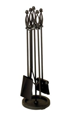 Lincoln Black Powdercoated Fireplace Toolset