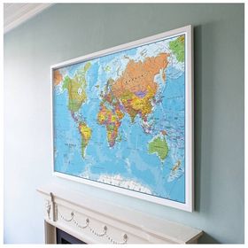Traditional Frame World Map Classic Blue
