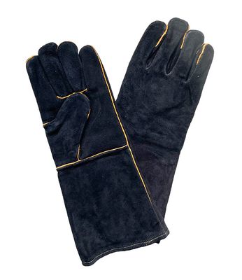 Leather Fireplace Gloves Black Cowhide