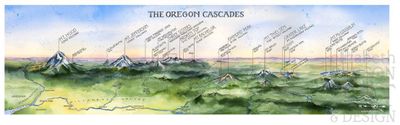 Oregon Cascades Watercolor Map l Elizabeth Person