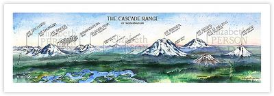 Cascade Range - WA Watercolor Art by Elizabeth Person