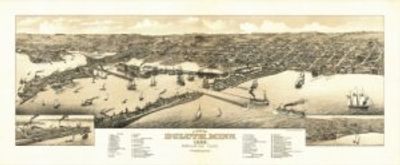 Duluth Minnesota 1883 Antique Map Replica