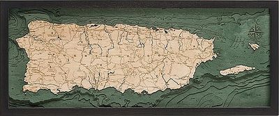 Puerto Rico 3D Nautical Wood Chart